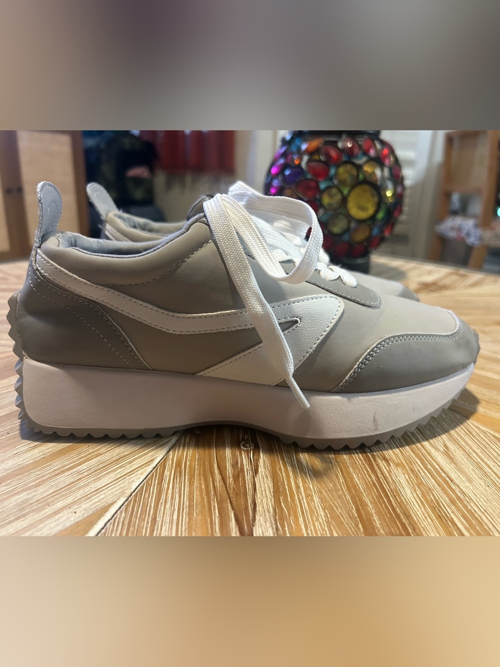 DV by Dolce Vita Women's Platform Lace-Up Sneakers in Gray and White